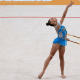 Beatriz Vieira durante sua apresentação no arco na final por aparelhos do Pan-Americano Júnior