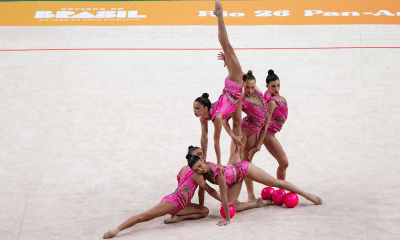 Conjunto brasileiro durante o Pan-Americano de Ginástica Rítmica